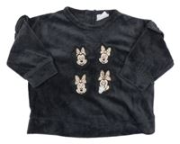 Tmavosivá zamatová mikina s Minnie Disney