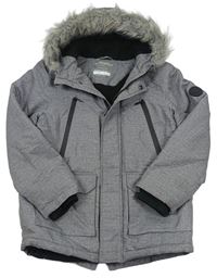 Sivá šušťáková zimná bunda s kapucňou Primark