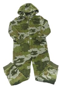 Khaki-šedá army plyšová kombinéza s kapucí M&S