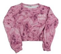 Ružová batikovaná crop mikina s nápisom Primark