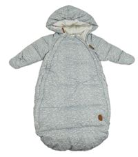 Šedo-bílý melírovaný šusťákový zimní fusak s kapucí H&M