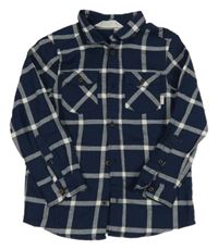 Tmavomodro-biela kockovaná flanelová košeľa H&M