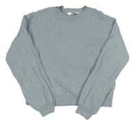 Svetlomodrý rebrovaný crop sveter H&M