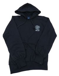 Tmavomodrá mikina s výšivkou a kapucňou