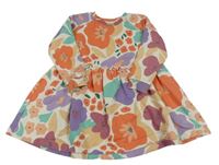 Smetanovo-barevné teplákové květované šaty Tu