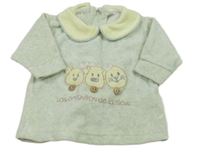 Minová sametová mikina se zvířátky a límečkem 