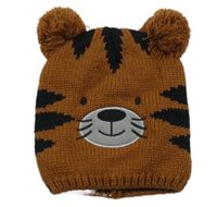 Hnedo-čierna čepice - tiger s bambulemi Kiki&Koko