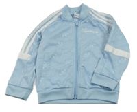 Světlemodro-biela prepínaci športová mikina s pruhmi s logom Adidas