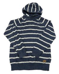 Tmavomodro-bílý pruhovaný svetr s kapucí H&M