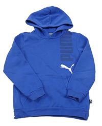 Tmavomodrá mikina s logem a kapucí Puma