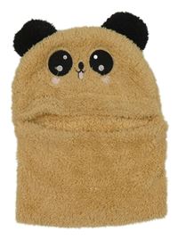 Béžovo-černá huňatá kukla s čumákem a oušky 