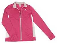 Fuchsiovo-bílá propínací thermo mikina Domyos 