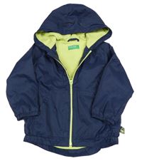 Tmavomodrá voděodolná jarní bunda s kapucí Benetton