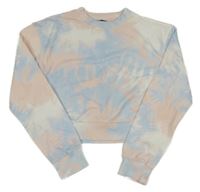 Bielo-ružovo-modrá batikovaná crop mikina M&Co.