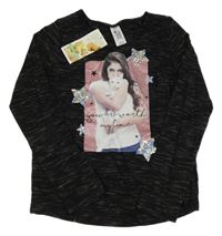 Nové - Černé melírované triko s dívkou C&A