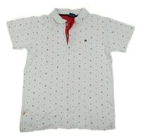 Biele bodkovaná é polo tričko s kotvami Tommy Hilfiger