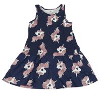 Tmavomodré šaty s jednorožcami H&M