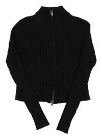 Čierny rebrovaný prepínaci crop sveter H&M