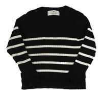 Čierno-biely pruhovaný rebrovaný crop sveter H&M