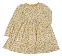 Hořčicovo-biele kvetované šaty H&M