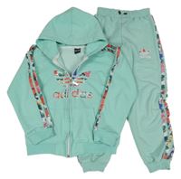 2set - Světlemodro-barevná propínací mikina s kapucí + tepláky Adidas