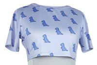 Dámske světlelila crop tričko s dinosaurami