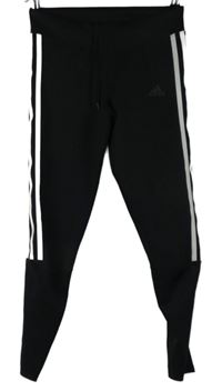 Dámské černé sportovní funkční capri legíny s pruhy Adidas 