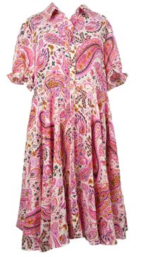 Dámské růžovo-barevné vzorované košilové šaty Shein 