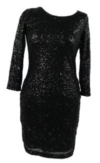 Dámske čierne flitrové koktejlové šaty C&A