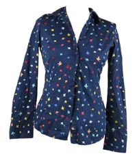 Dámska tmavomodrá blúzka s vtáčky