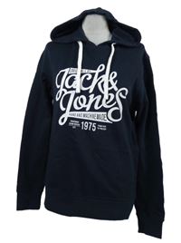 Pánská tmavomodrá mikina s logem a kapucí Jack&Jones 