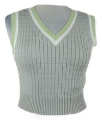 Dámsky sivo-zelený pletený crop top Shein