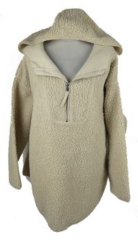 Dámská béžová huňatá bunda s kapucí H&M