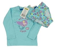 2set- světlemodré UV triko s mořskou pannou+ kalhotky Pocopiano