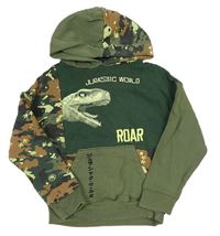 Zeleno-army mikina s dinosaurem a kapucí M&S 