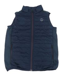 Tmavomodrá šusťáková prošívaná zatelená vesta Jack & Jones