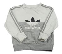 Bílo-šedá mikina s logem Adidas