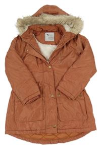 Lososová šusťáková zimní parka s kapucí Tu