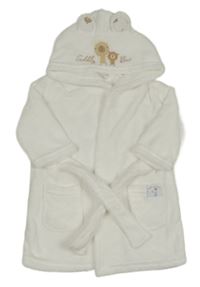 Bílý chlupatý župan s kapucí s medvídky