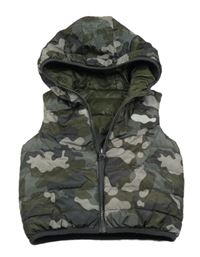 Army šušťáková zateplená obojstranná vesta s kapucňou F&F