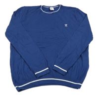 Tmavomodrý ľahký sveter s výšivkou