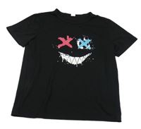 Černé tričko se smajlíkem Shein