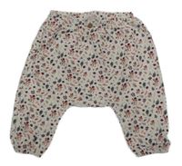 Biele baggy tepláky s obrázkami a listami Topomini