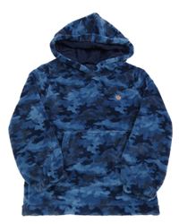 Tmavomodrá army chlupatá mikina s kapucí Fat Face