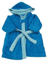 Azurový froté župan s kapucí 