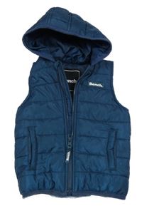 Petrolejová šusťáková zateplená vesta s nášivkou a kapucí Bench