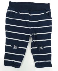 Tmavomodro-biele pruhované tepláky s nápisom Bubble gum