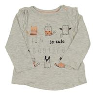 Světlešedé melírované triko s kočkami C&A