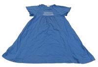 Modré bavlnené šaty s výšivkou Alana