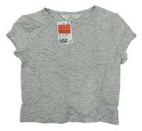 Nové - Sivé melírované crop tričko H&M
